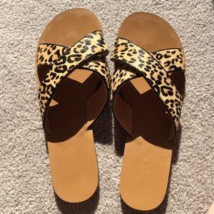 J Crew leopard slide